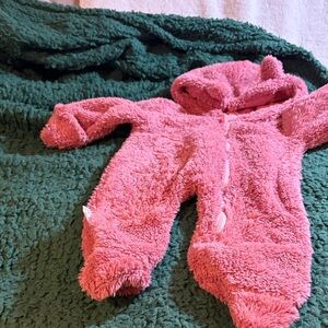 Soft Fleece Pink Baby One-Piece Hooded Coverall